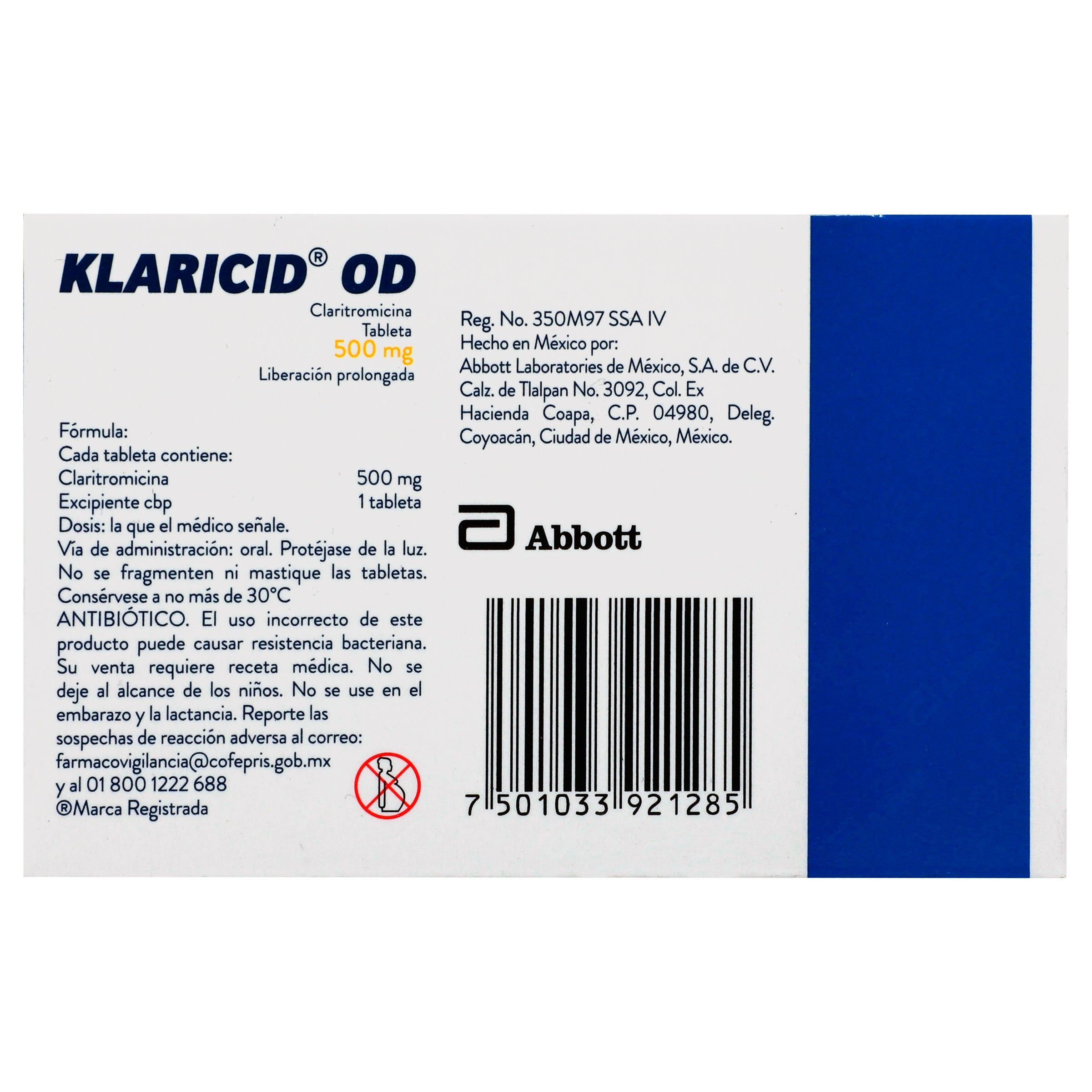 Klaricid Od 500Mg Con 10 Capsulas (Claritromicina) 6 - 7501033921285