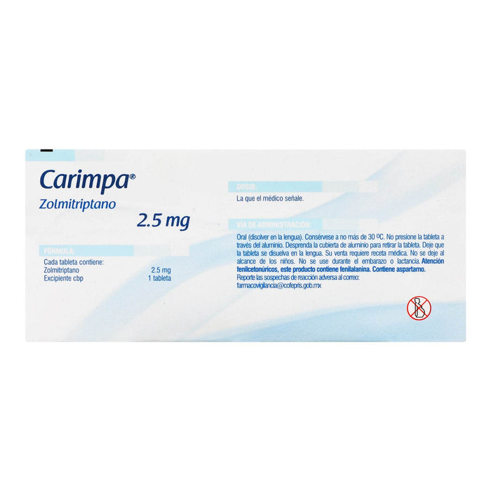Carimpa (Zolitriptano) Tabletas 2.5Mg Con 2 - WeCare Pharma