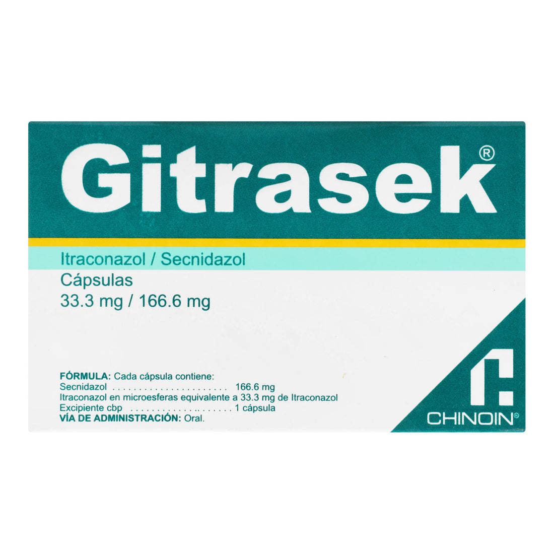 Gitrasek 33.3Mg/166.6Mg Con 12 Capsulas (Itraconazol/Secnidazol) 6 - 7501088509902