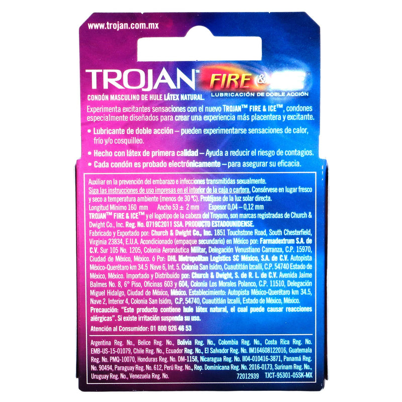 Condón Trojan Fire & Ice Con 3 - WeCare Pharma