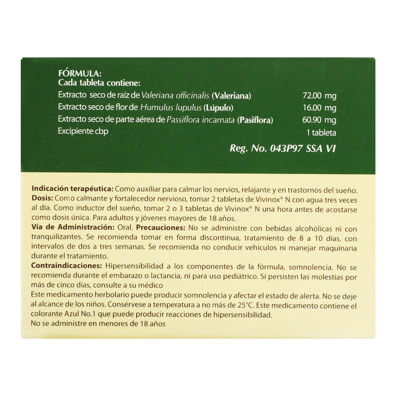 Vivinox-N Grageas Con 40 (Valeriana/Lupulo/Pasiflora) - WeCare Pharma