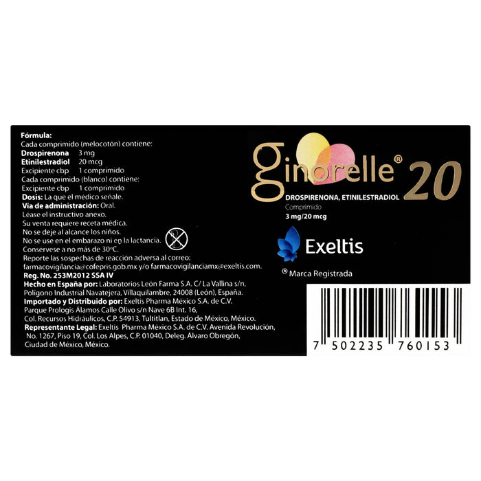 Ginorelle 20 3Mg/20Mcg Con 28 Comprimidos (Drospirenona/Etinilestradiol) - WeCare Pharma