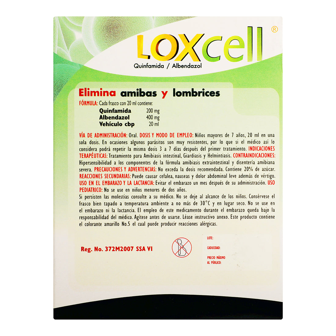 Loxcell Junior Suspensión 400Mg/200Mg 20Ml (Albendazol/Quinfamida) 6 - 7502224227346