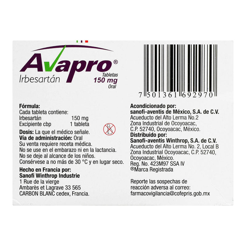 Avapro 150Mg Con 14 Tabletas (Irbesartan) - WeCare Pharma