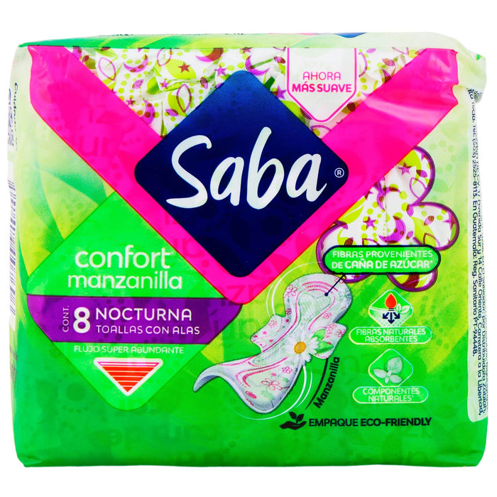 Toallas Femeninas Saba Confort Nocturna Con Alas Con 8 - WeCare Pharma