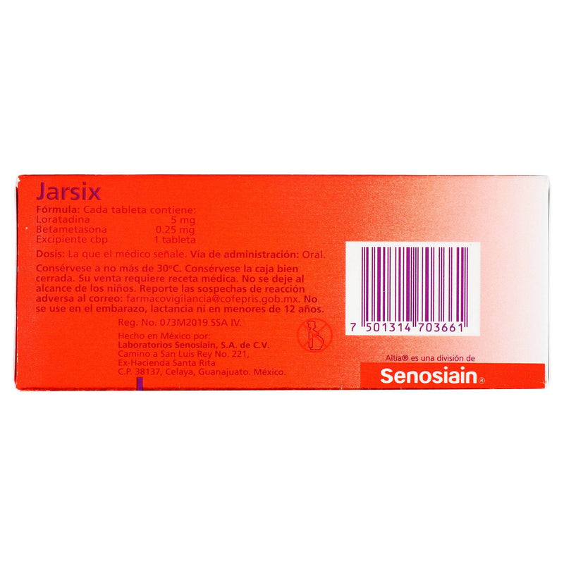 Jarsix 5Mg/0.25Mg Con 10 Tabletas (Loratadina/Betametasona) - WeCare Pharma
