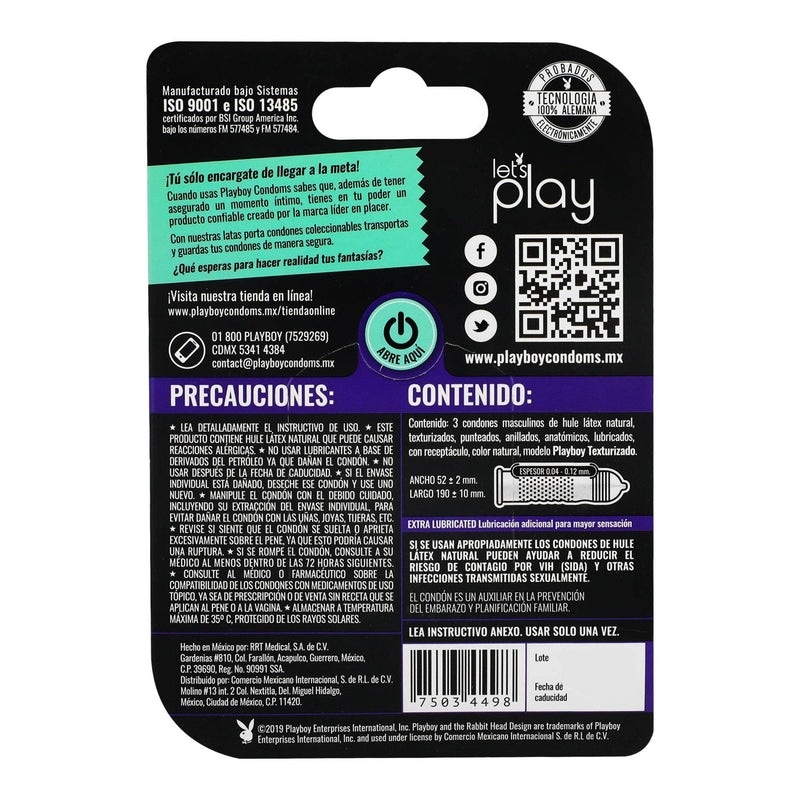 Condón Playboy Texturizado Con 3 - WeCare Pharma