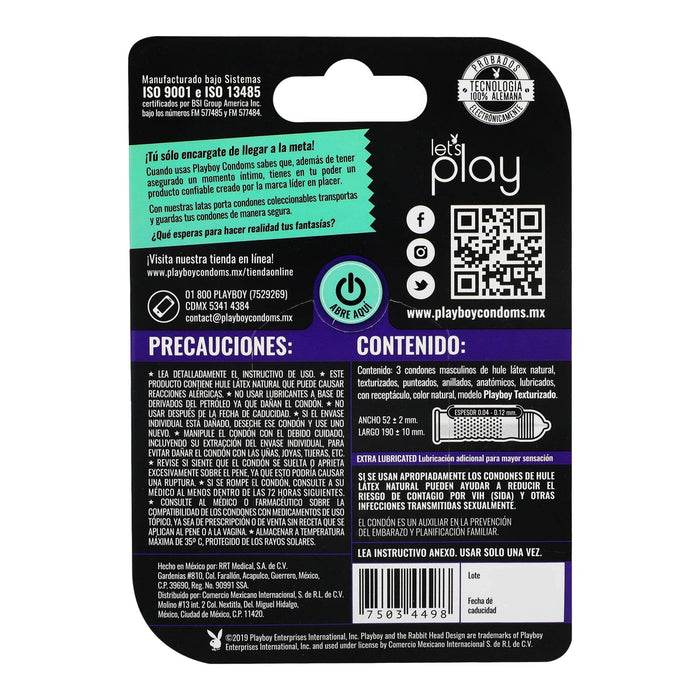 Condón Playboy Texturizado Con 3 - WeCare Pharma