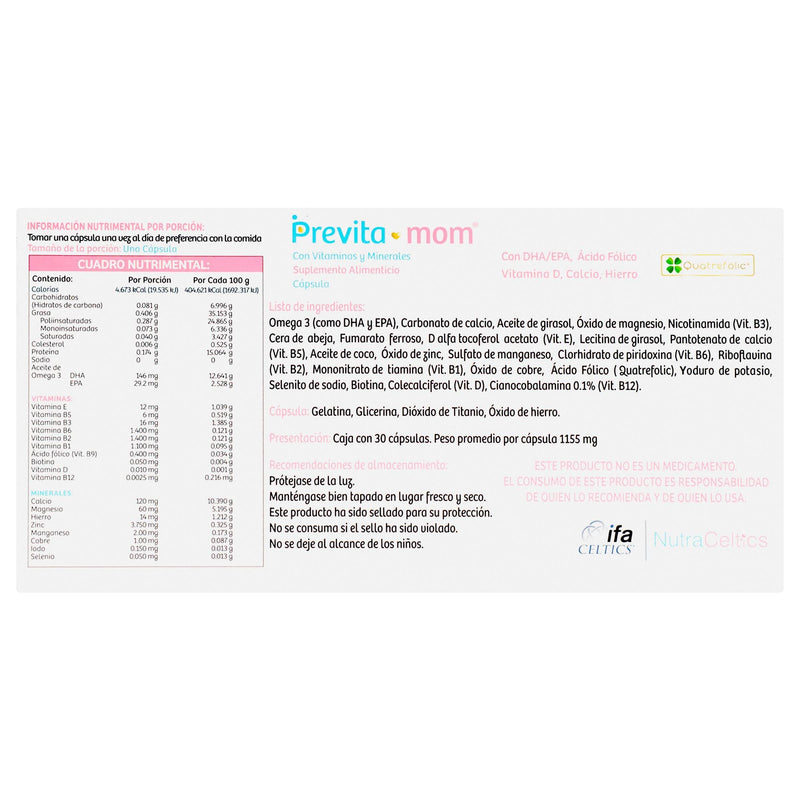 Previta Mom 1155Mg Con 30 Capsulas (Suplemento Alimenticio) - WeCare Pharma