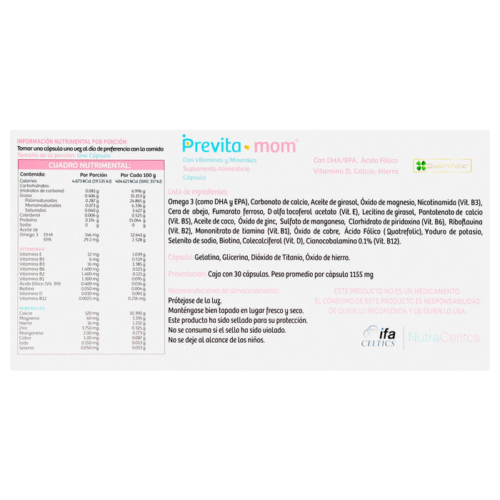 Previta Mom 1155Mg Con 30 Capsulas (Suplemento Alimenticio) - WeCare Pharma