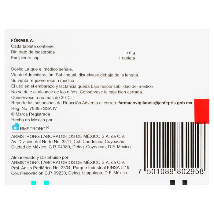 Isorbid Sl 5Mg Con 40 Tabletas (Dinitrato De Isosorbida) - WeCare Pharma