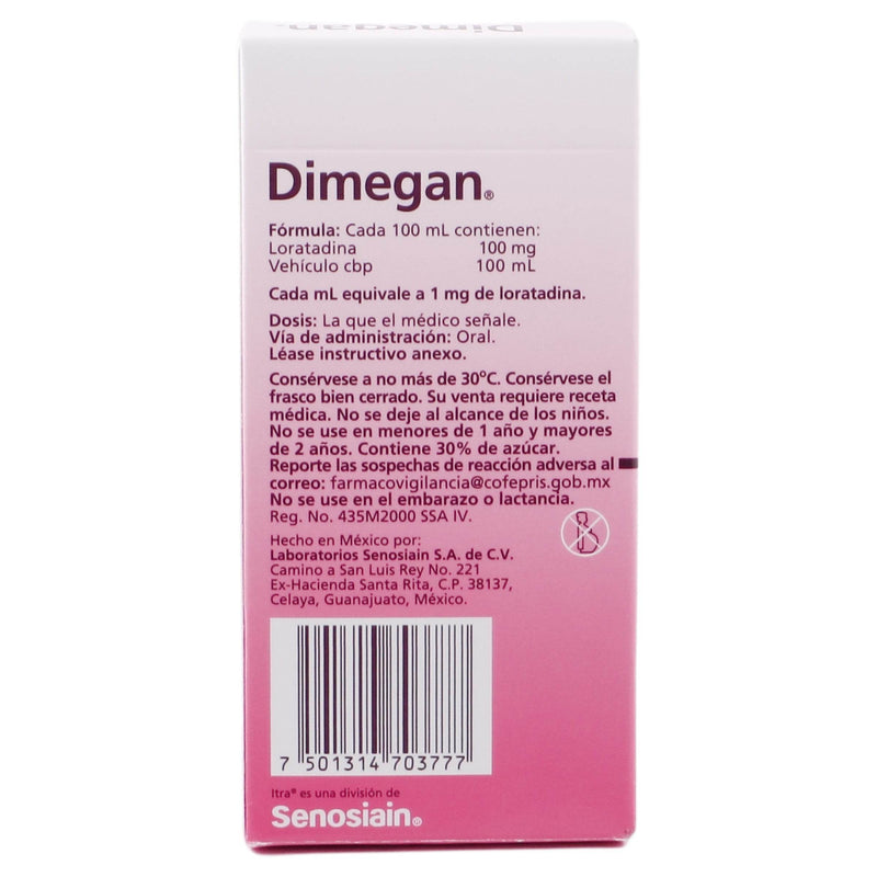 Dimegan Ped Solución 100Mg/100Ml 30Ml (Loratadina) - WeCare Pharma