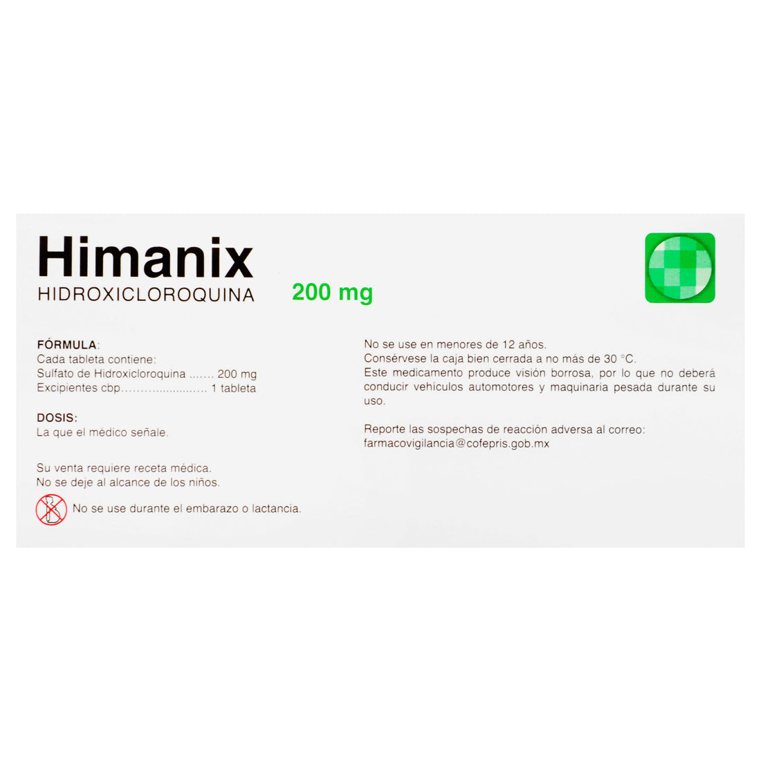 Himanix 200Mg Con 20 Tabletas (Hidroxicloroquina) 6 - 7502009747458