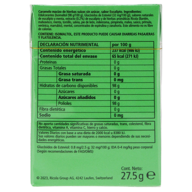 Caramelo Ricola Pastillas 27.5G Con 11 Eucalipto (Hierbas Alpinas Suizas) - WeCare Pharma