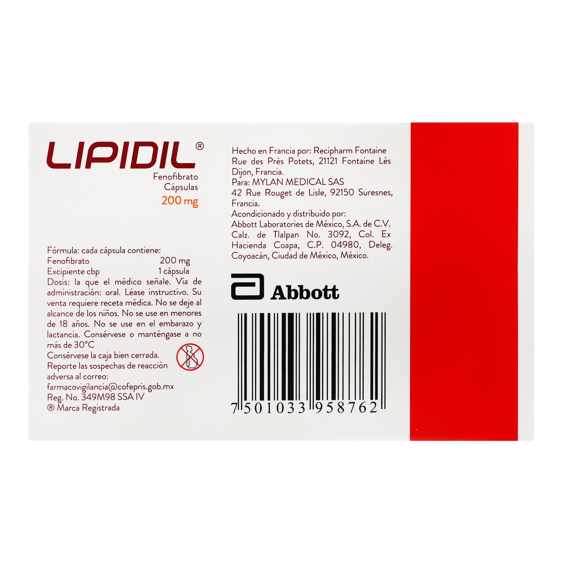 Lipidil 200Mg Con 28 Capsulas (Fenofibrato) 5 - 7501033958762