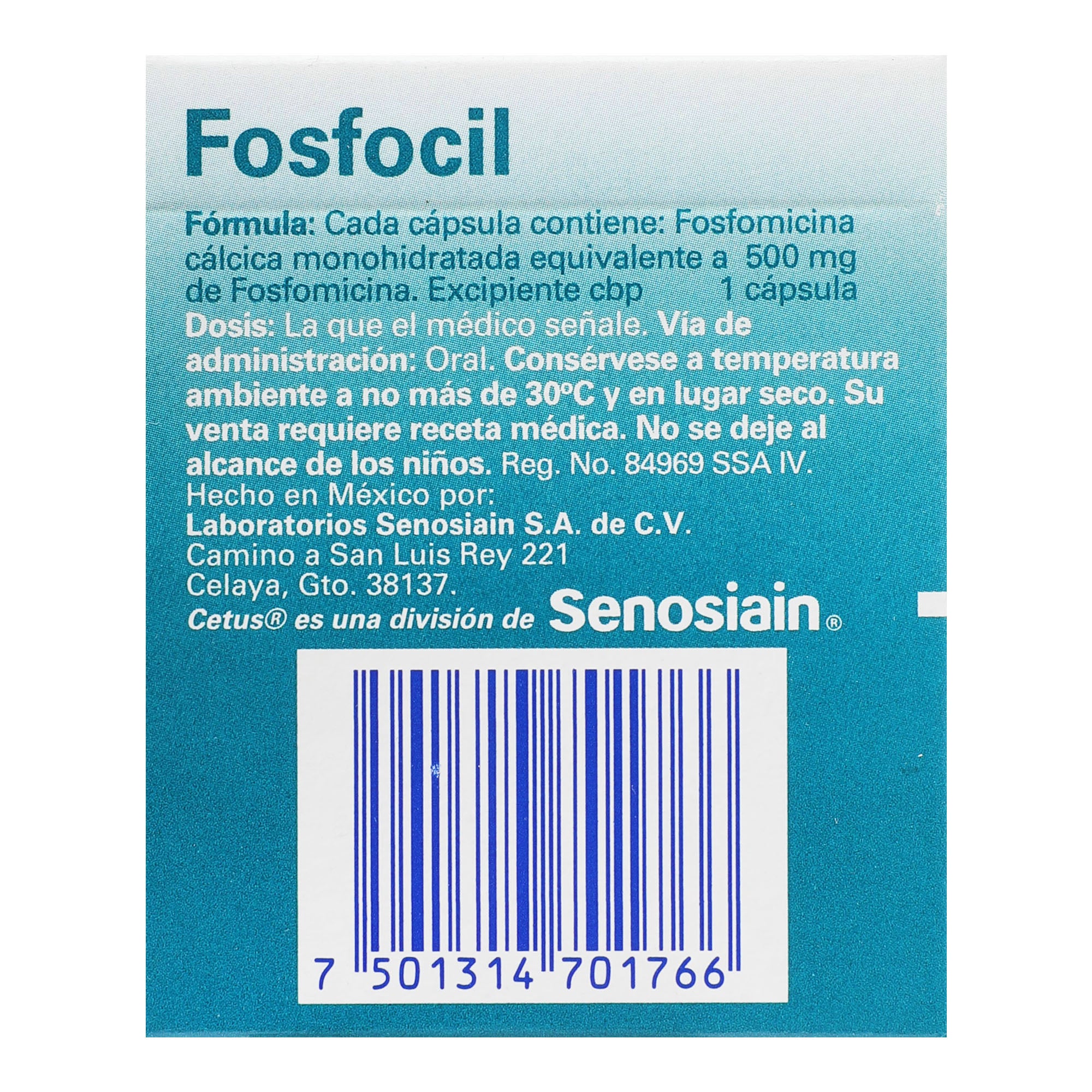 Fosfocil 500Mg Con 12 Capsulas (Fosfomicina) 5 - 7501314701766