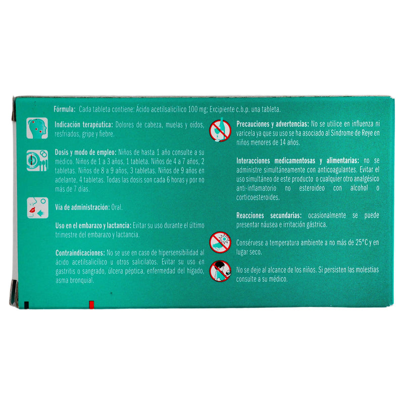 Aspirina Jr 100Mg Con 60 Tabletas (Acido Acetilsalicilico) - WeCare Pharma