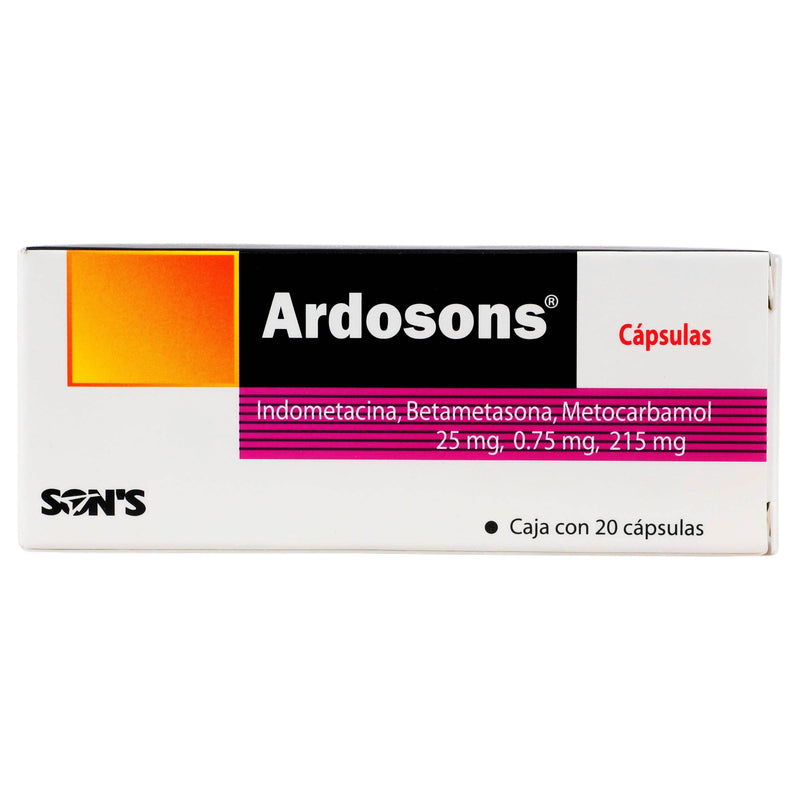Ardosons 25Mg/0.75Mg/215Mg Con 20 Capsulas (Indometacina/Betametasona/Metocarbamol) - WeCare Pharma