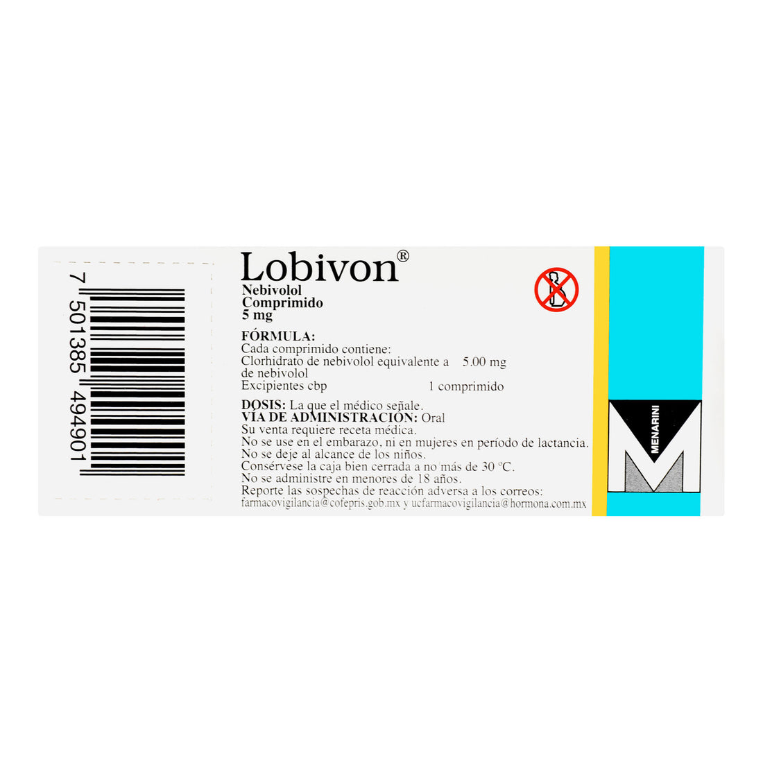 Lobivon 5Mg Con 14 Comprimidos (Nebivolol) 5 - 7501385494901