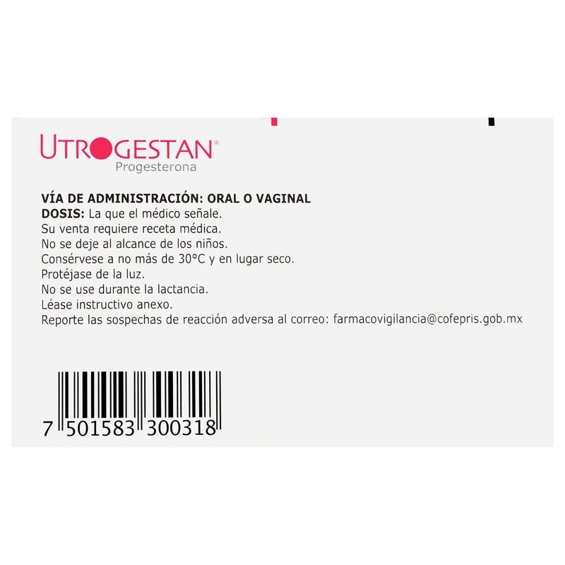 Utrogestan 100Mg Con 15 Capsulas (Progesterona) - WeCare Pharma