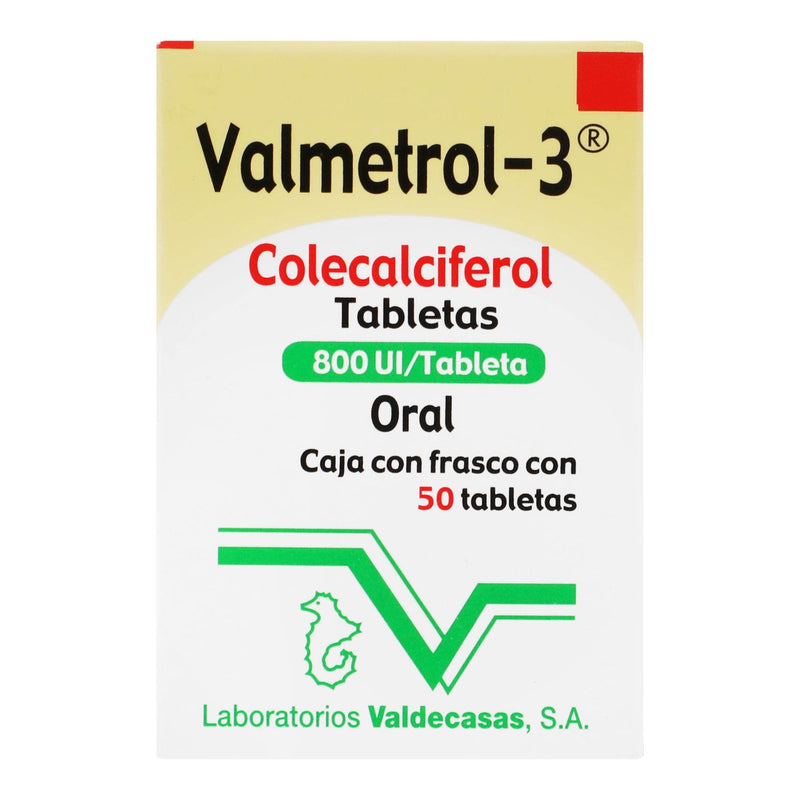 Valmetrol-3 800Unid Con 50 Tabletas (Colecalciferol) - WeCare Pharma