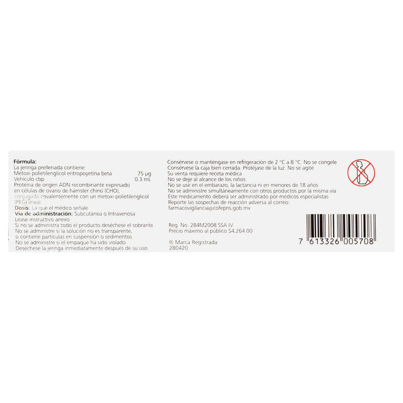 Mircera Jeringa 75Mcg/0.3Ml Con 1 (Metoxipolietilenglicol Epoetina Beta) - WeCare Pharma