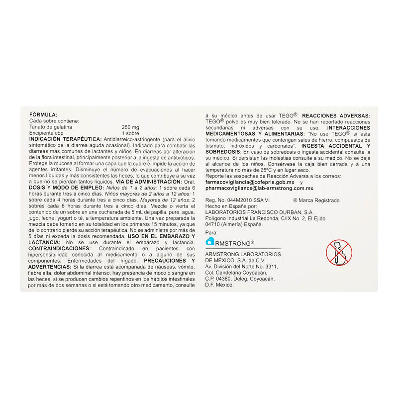 Tego Sobres 250Mg Con 20 (Tanato De Gelatina) - WeCare Pharma