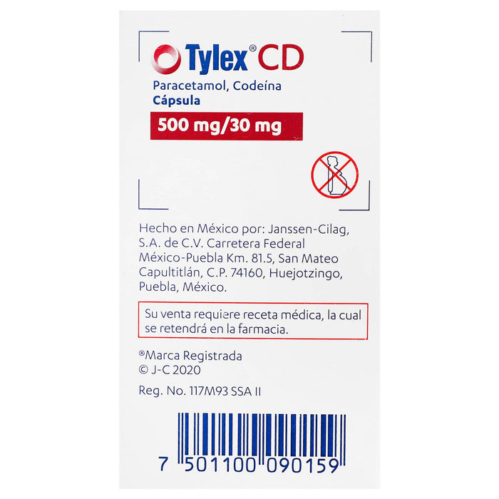 Tylex Cd (Paracetamol/Codeina) Capsulas 500Mg/30Mg Con 30 - WeCare Pharma