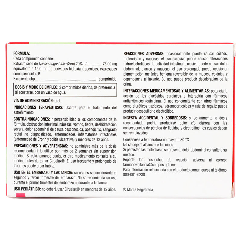 Ciruelax 15Mg Con 50 Comprimidos (Cassia Angustifolia) - WeCare Pharma
