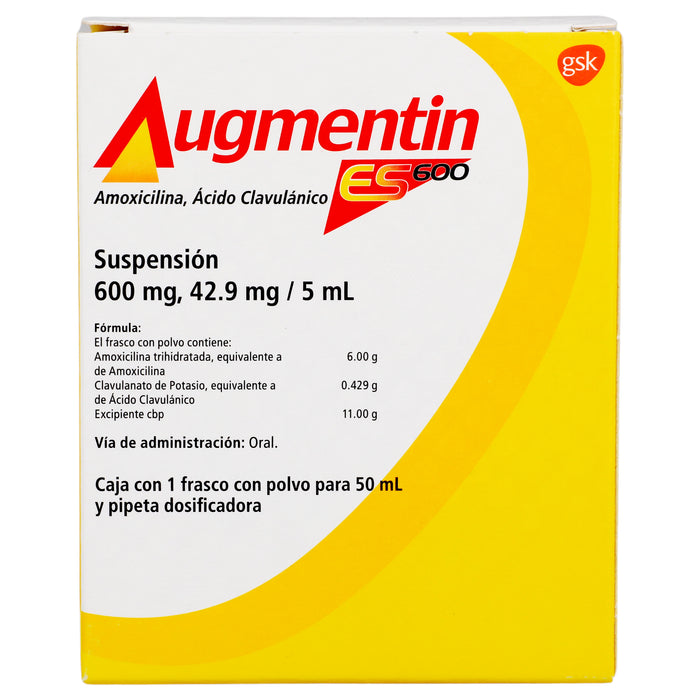 Augmentin Es Suspensión 600Mg/42.9Mg/5Ml 50Ml (Amoxicilina/Clavulanato) 6 - 7501043111706