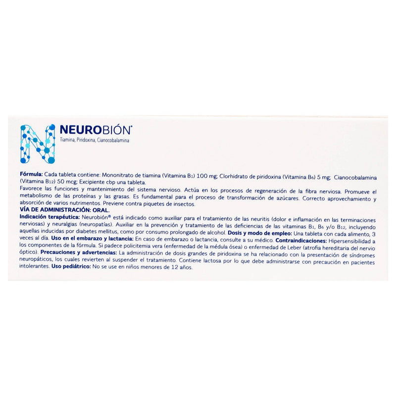Neurobion Con 30 Tabletas (Tiamina/Piridoxina/Cianocobalamina) - WeCare Pharma