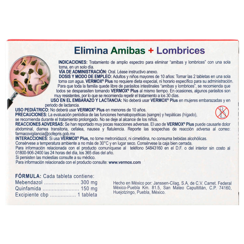 Vermox Plus (Mebendazol/Quinfamida)Tab 300Mg/150Mg C2 - WeCare Pharma