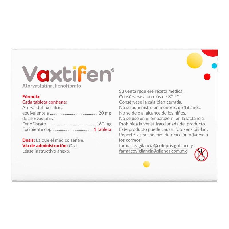 Vaxtifen 20Mg/160Mg Con 30 Tabletas (Atorvastatina/Fenofibrato) - WeCare Pharma