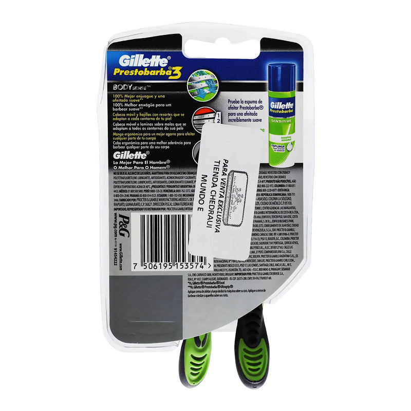 Maquina Para Afeitar Gillette Prestobarba Body Sense Con 2 - WeCare Pharma