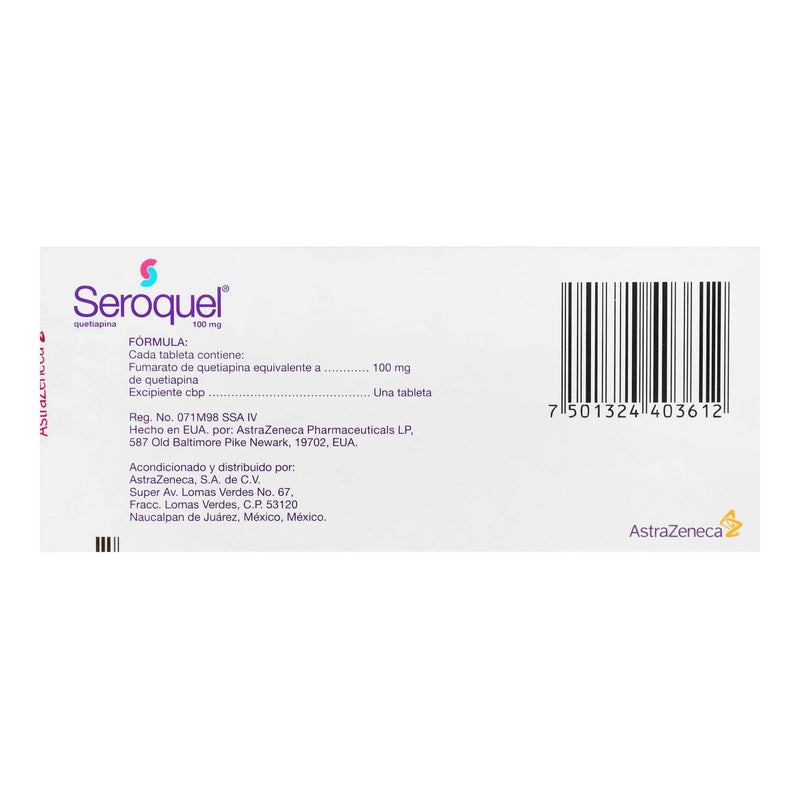 Seroquel 100Mg Con 30 Tabletas (Quetiapina) - WeCare Pharma