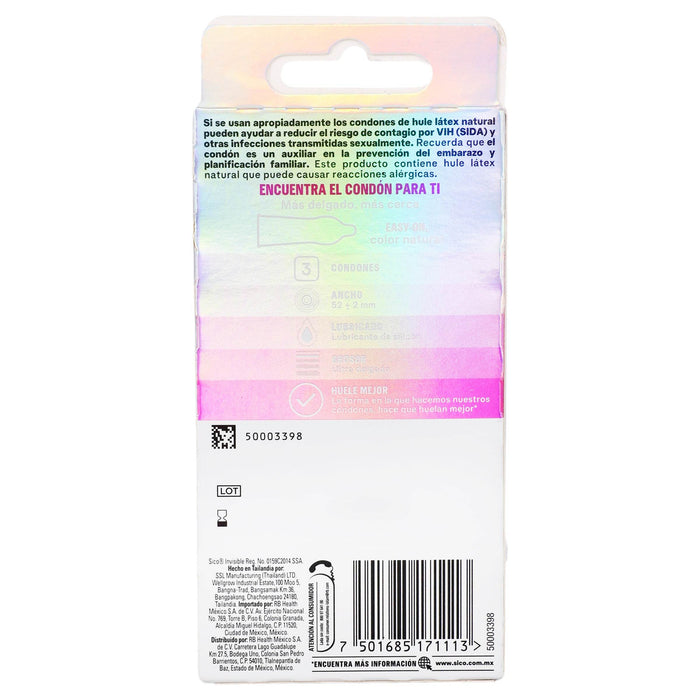 Condón Sico Invisible Con 3 - WeCare Pharma