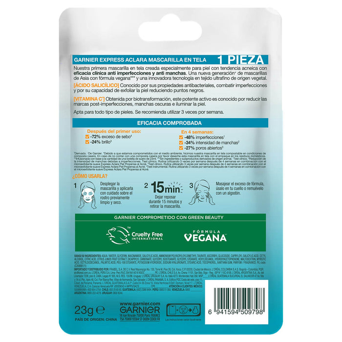 Mascarilla Tela Garnier Aclarante Anti-Imperfecciones Con 1 - WeCare Pharma