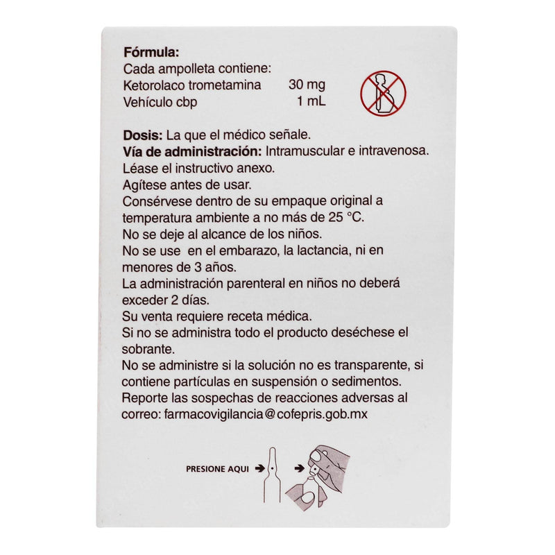 Dolac 30Mg/Ml Con 3 Ampulas (Ketorolaco) - WeCare Pharma