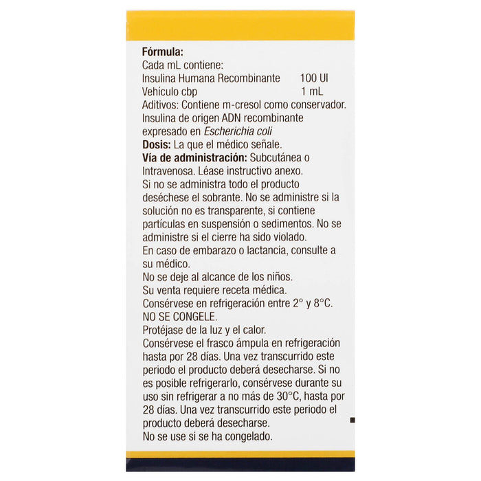 Humulin R Frasco 100Unid/Ml 10Ml Ampulas (Insulina Humana Recombinante) - WeCare Pharma