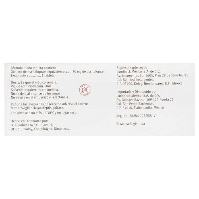 Lexapro 20Mg Con 28 Tabletas (Escitalopram) - WeCare Pharma