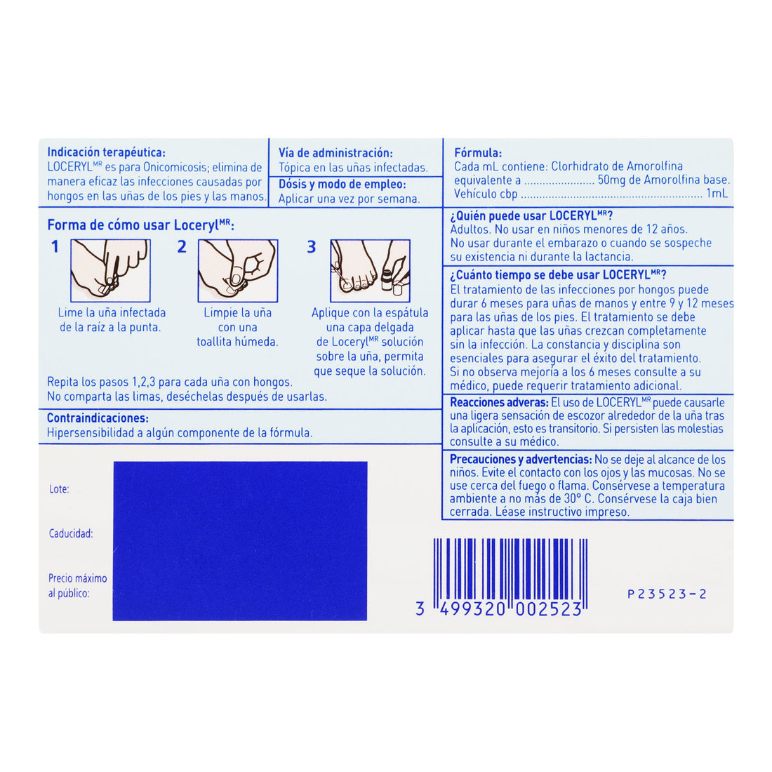 Loceryl Solucion 5% 2.5Ml (Amorolfina) 5 - 3499320002523