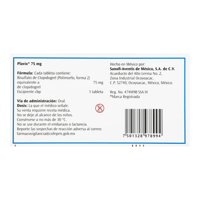 Plavix 75Mg Con 14 Tabletas (Clopidogrel) - WeCare Pharma