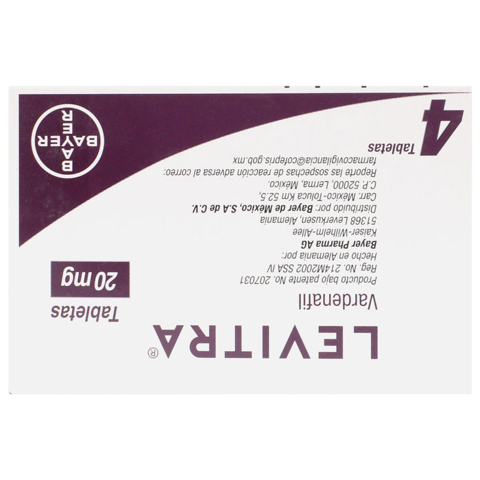 Levitra 20Mg Con 4 Tabletas (Vardenafil) 4 - 7501318620186