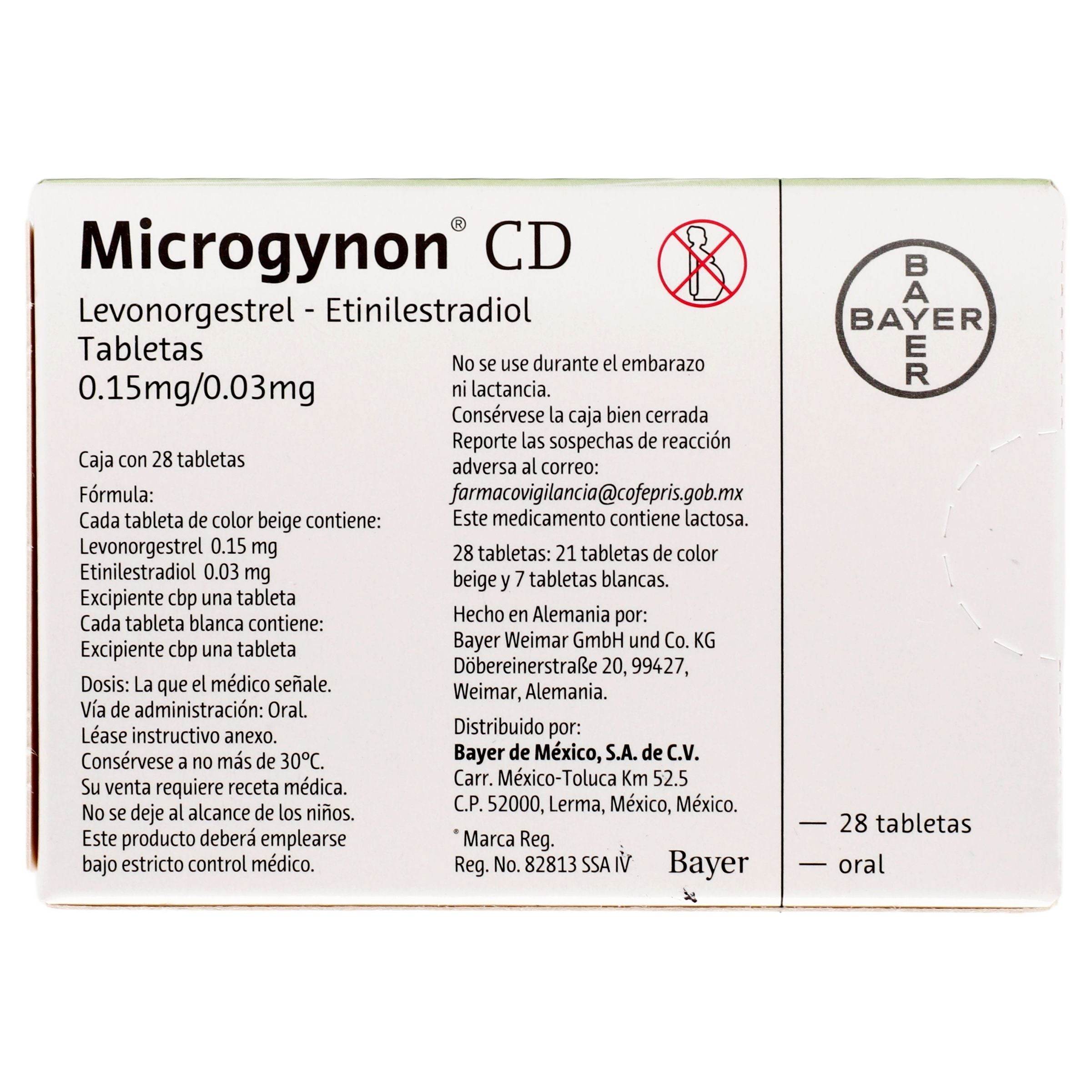Medgynol Microgynon Cd 0.15Mg/0.03Mg Con 28 Tabletas (Levonorgestrel/Etinilestr ...