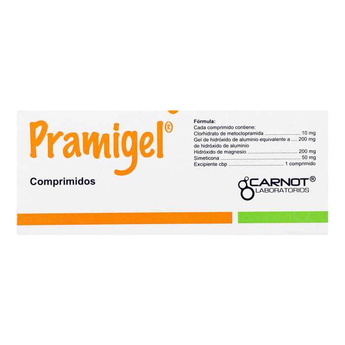 Pramigel 10Mg/200Mg/200Mg Con 20 Comprimidos (Metoclopramida/Aluminio/Magnesio/Simeticona) 6 - 7501124103279