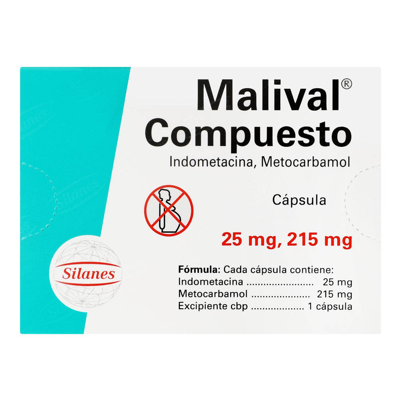 Malival Compuesto 25Mg/215Mg Con 32 Capsulas (Indometacina) - WeCare Pharma
