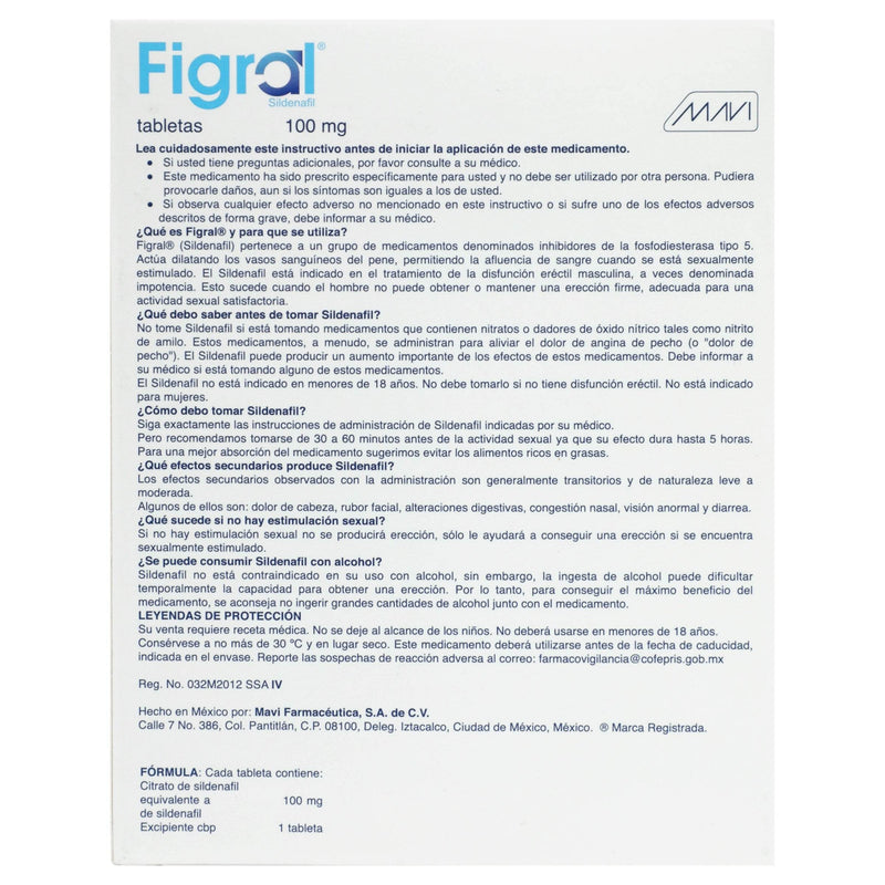 Figral 100Mg Con 20 Tabletas (Sildenafil) - WeCare Pharma