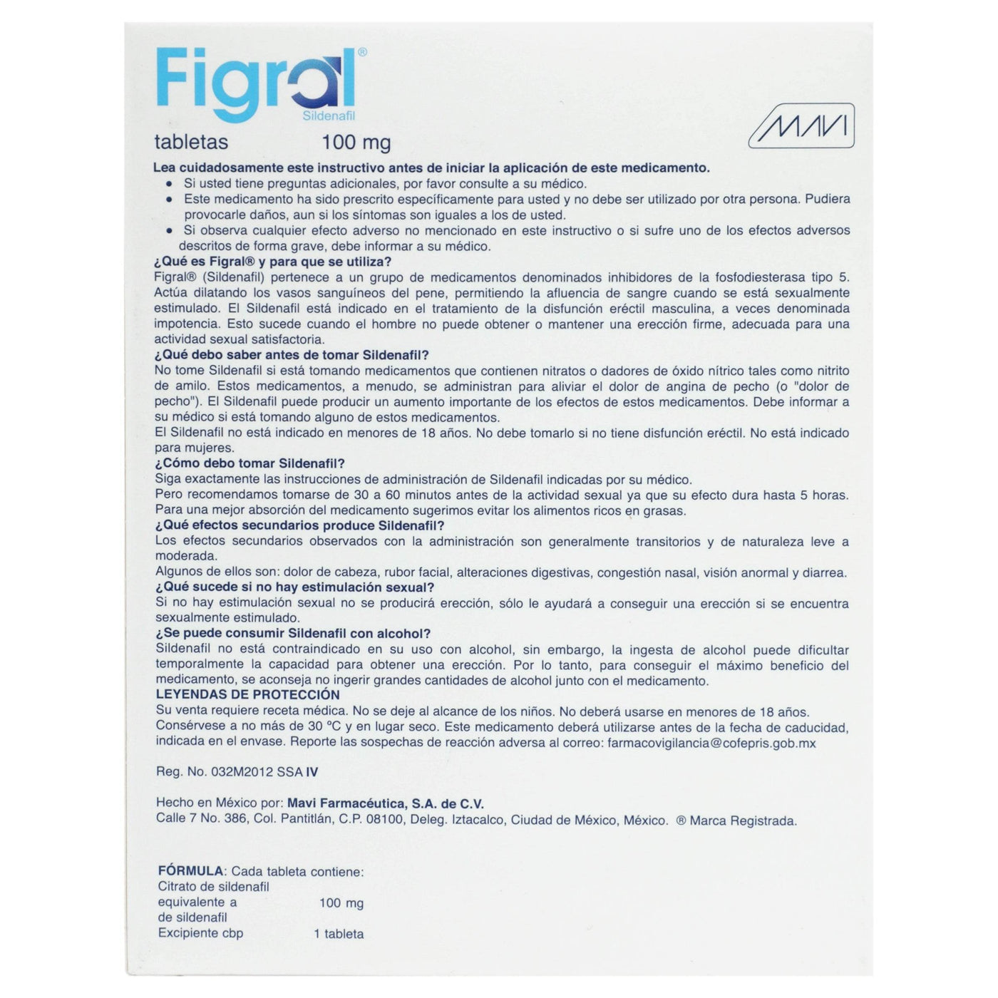 Figral 100Mg Con 20 Tabletas (Sildenafil) — WeCare Pharma