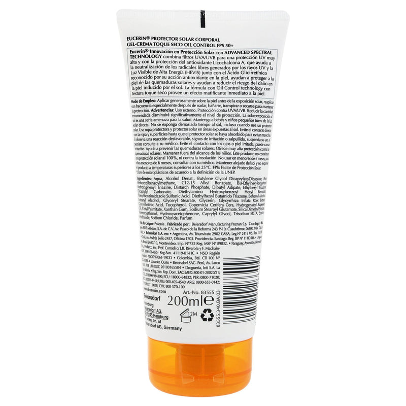 Eucerin Oil Control Toque Seco Fps50200Ml - WeCare Pharma