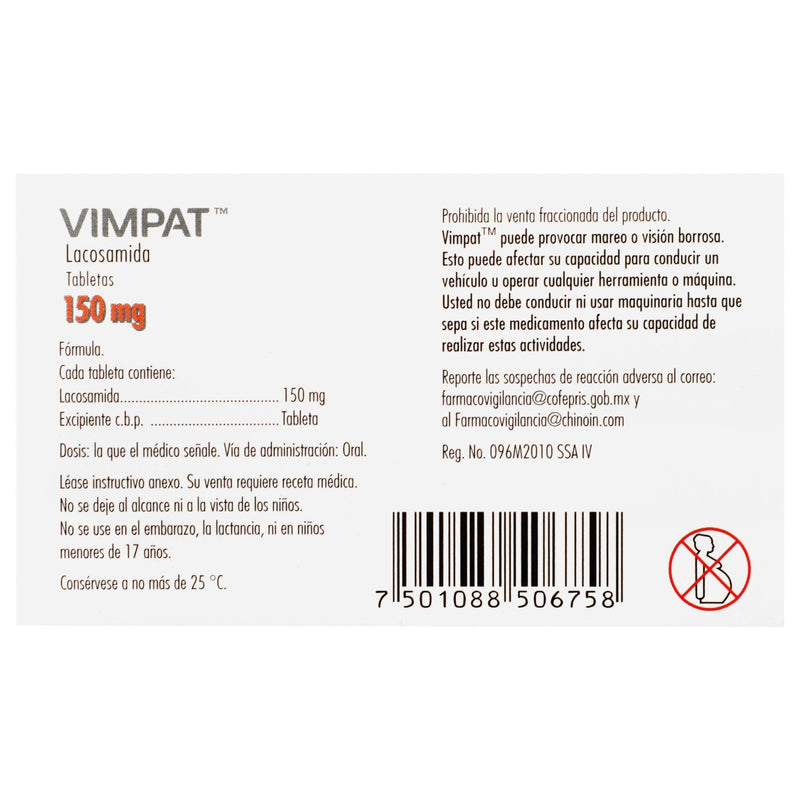 Vimpat 150 Mg Con 28 Tabletas (Lacosamida) - WeCare Pharma